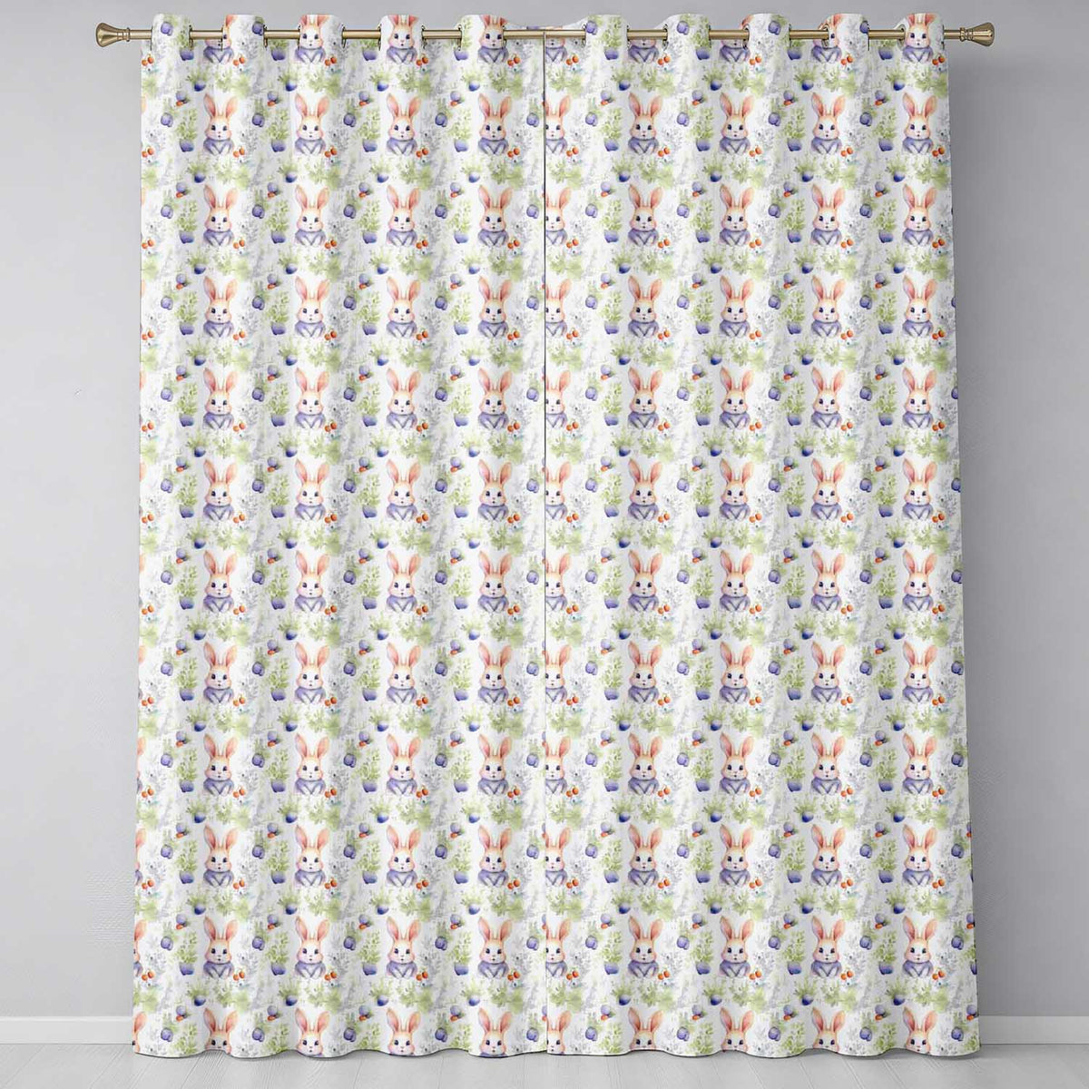 Vibrant Abstract Bunny Portrait Seamless Readymade Eyelet Ring Top Thermal 100% Blackout Curtains
