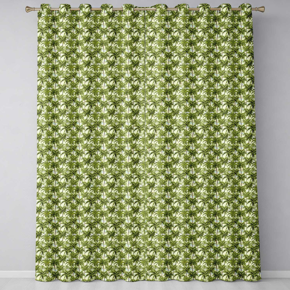 Tropical Palm Tree Summer Beach Seamless on Cream Background Readymade Eyelet Ring Top Thermal 100% Blackout Curtains