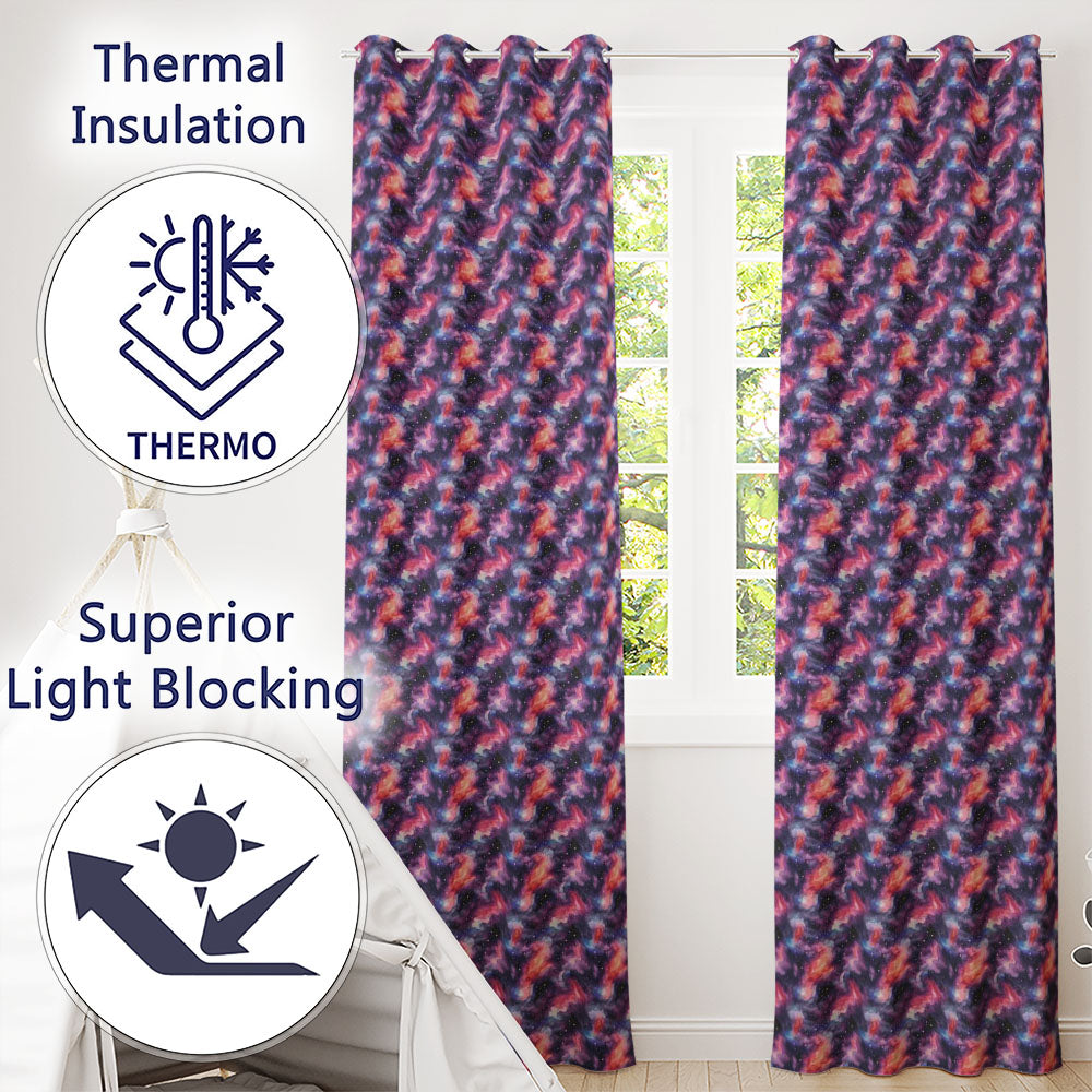 Watercolor Nebula Galaxy Pink Purple Space Seamless Artistic Readymade Eyelet Ring Top Thermal 100% Blackout Curtains