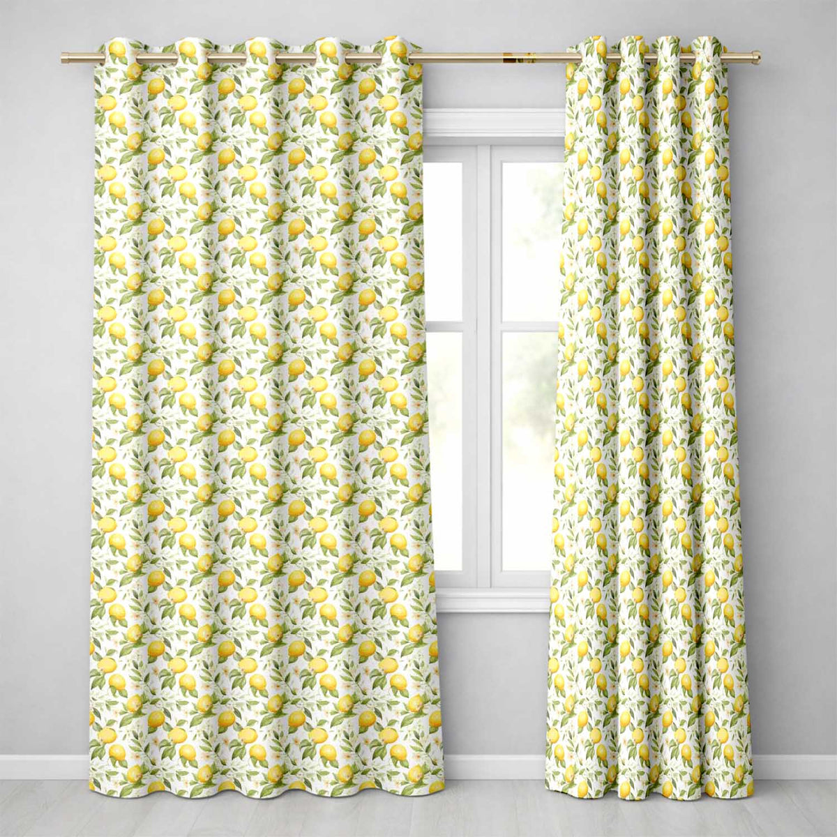 Soft Watercolour Lemons and Blossoms Botanical Seamless Readymade Eyelet Ring Top Thermal 100% Blackout Curtains