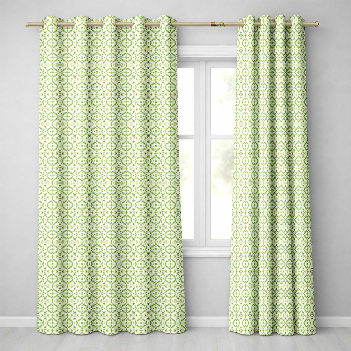 Dark Green Abstract Oil Paint Swirl Seamless Readymade Eyelet Ring Top Thermal 100% Blackout Curtains