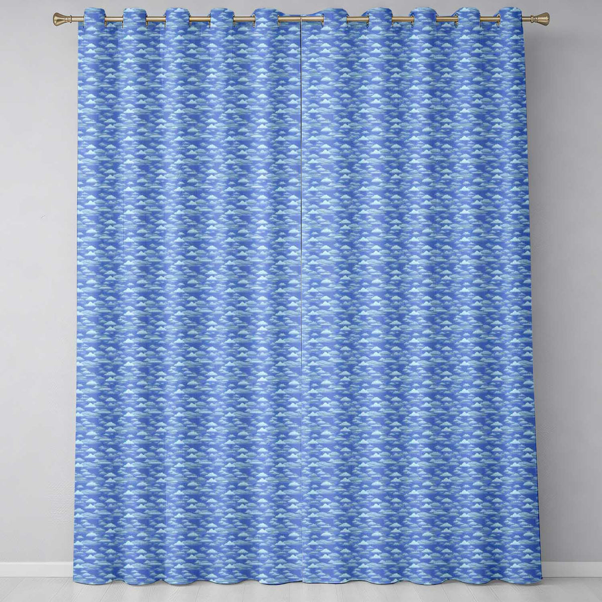 Light Blue Sky Cloud Pattern Soft Gradient Seamless Design Readymade Eyelet Ring Top Thermal 100% Blackout Curtains