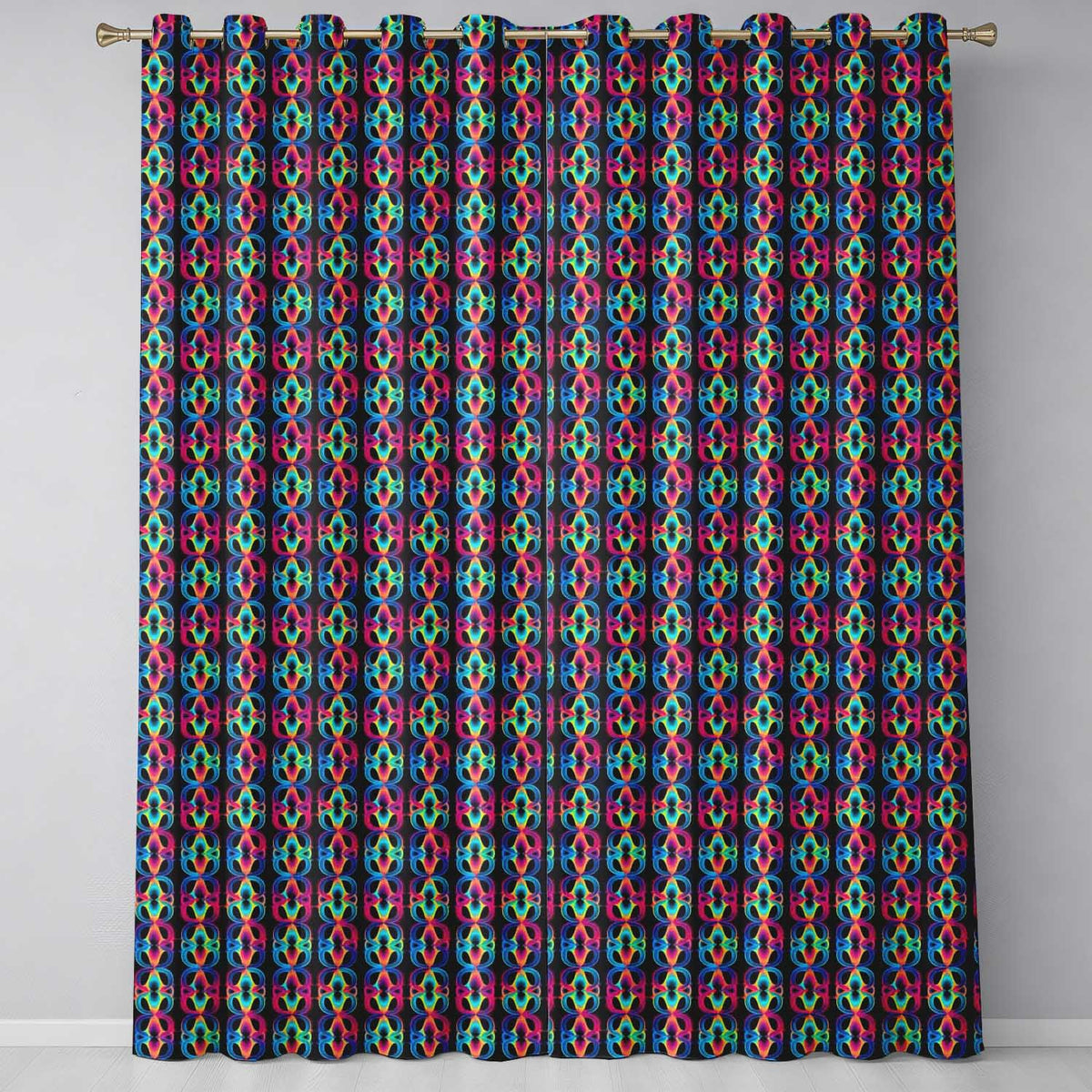 Psychedelic Loop Gradient Geometric Seamless Pattern Readymade Eyelet Ring Top Thermal 100% Blackout Curtains