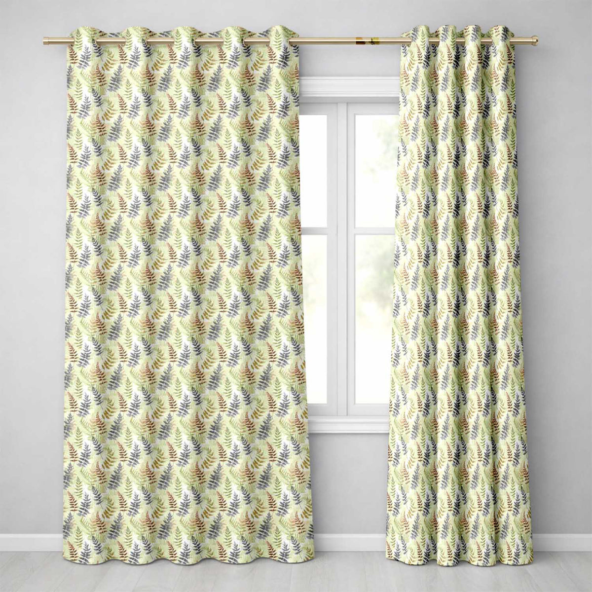 Lush Green Fern Jungle Seamless Botanical Pattern Readymade Eyelet Ring Top Thermal 100% Blackout Curtains