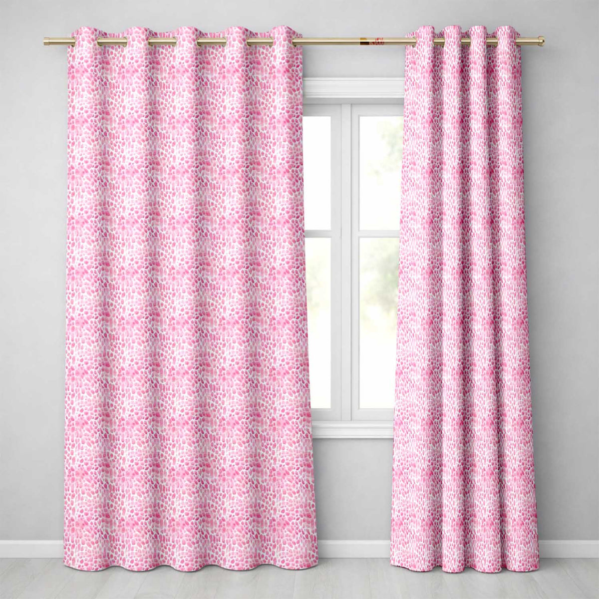 Light Pink Organic Pebble Dot Watercolour Texture Seamless Pattern Readymade Eyelet Ring Top Thermal 100% Blackout Curtains