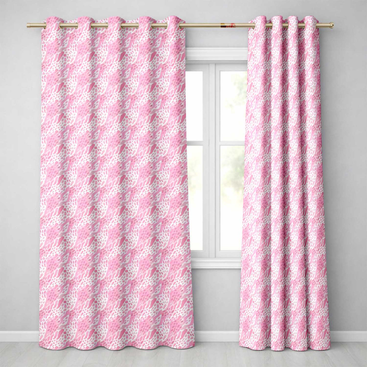 Deep Pink and Beige Leopard Style Watercolour Seamless Pattern Readymade Eyelet Ring Top Thermal 100% Blackout Curtains