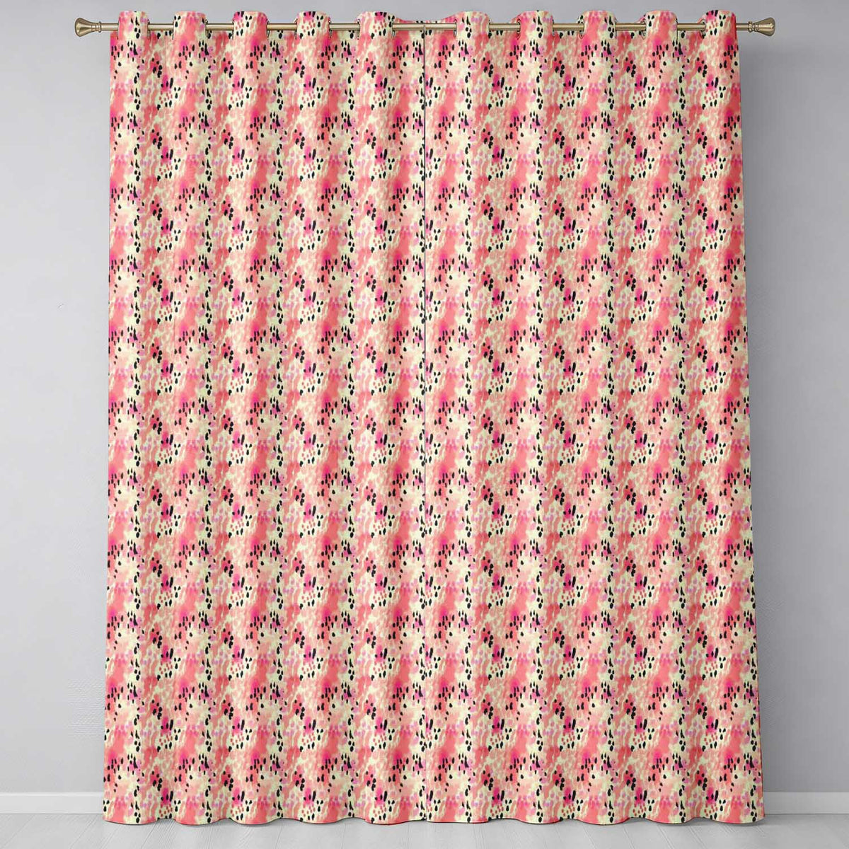 Pink Coral Watercolour Animal Texture Organic Seamless Pattern Readymade Eyelet Ring Top Thermal 100% Blackout Curtains
