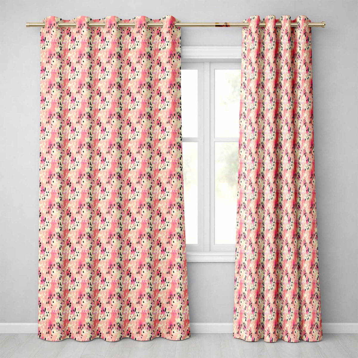 Pink Coral Watercolour Animal Texture Organic Seamless Pattern Readymade Eyelet Ring Top Thermal 100% Blackout Curtains