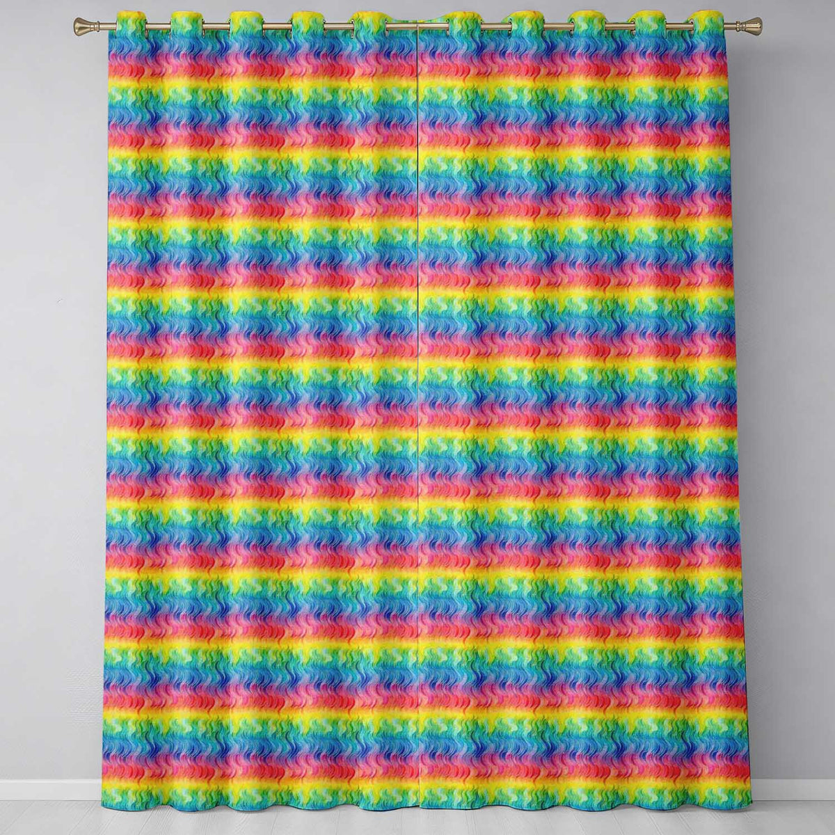 Layered Rainbow Feather Brush Texture Seamless Pattern Readymade Eyelet Ring Top Thermal 100% Blackout Curtains