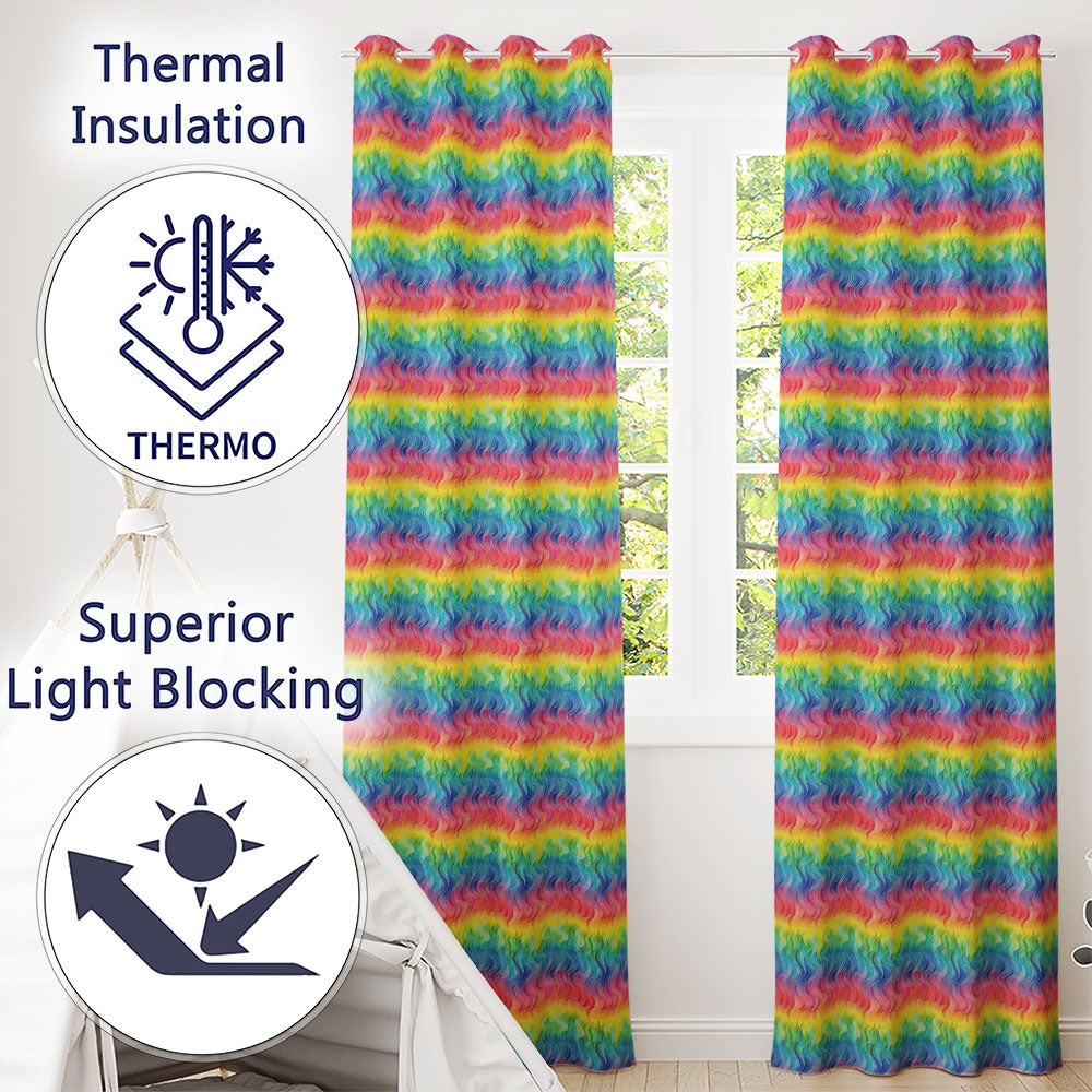 Layered Rainbow Feather Brush Texture Seamless Pattern Readymade Eyelet Ring Top Thermal 100% Blackout Curtains