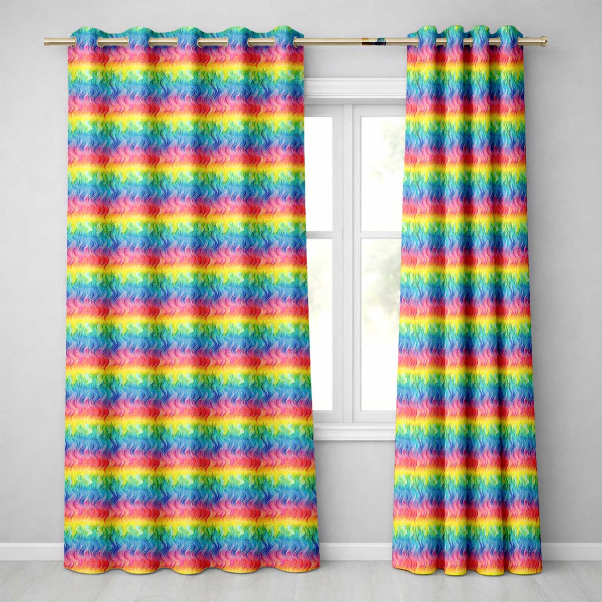 Layered Rainbow Feather Brush Texture Seamless Pattern Readymade Eyelet Ring Top Thermal 100% Blackout Curtains