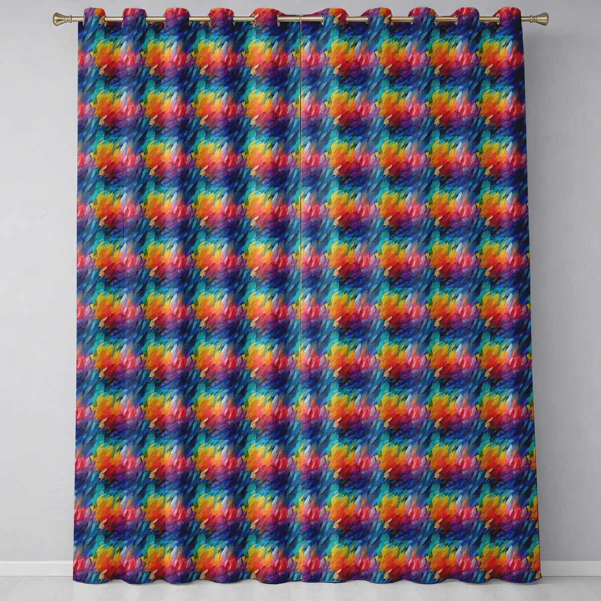 Vivid Rainbow Fluid Art Swirl Pattern Seamless Pattern Readymade Eyelet Ring Top Thermal 100% Blackout Curtains