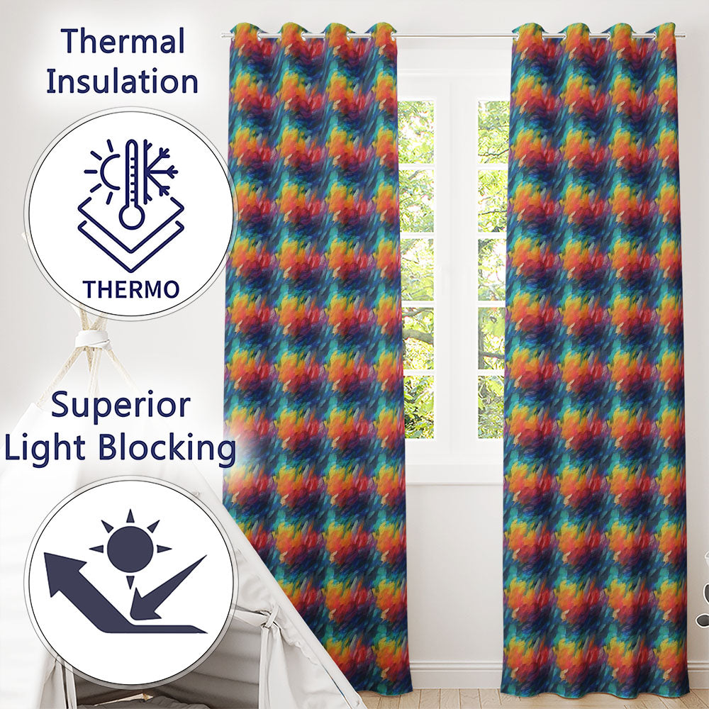 Vivid Rainbow Fluid Art Swirl Pattern Seamless Pattern Readymade Eyelet Ring Top Thermal 100% Blackout Curtains