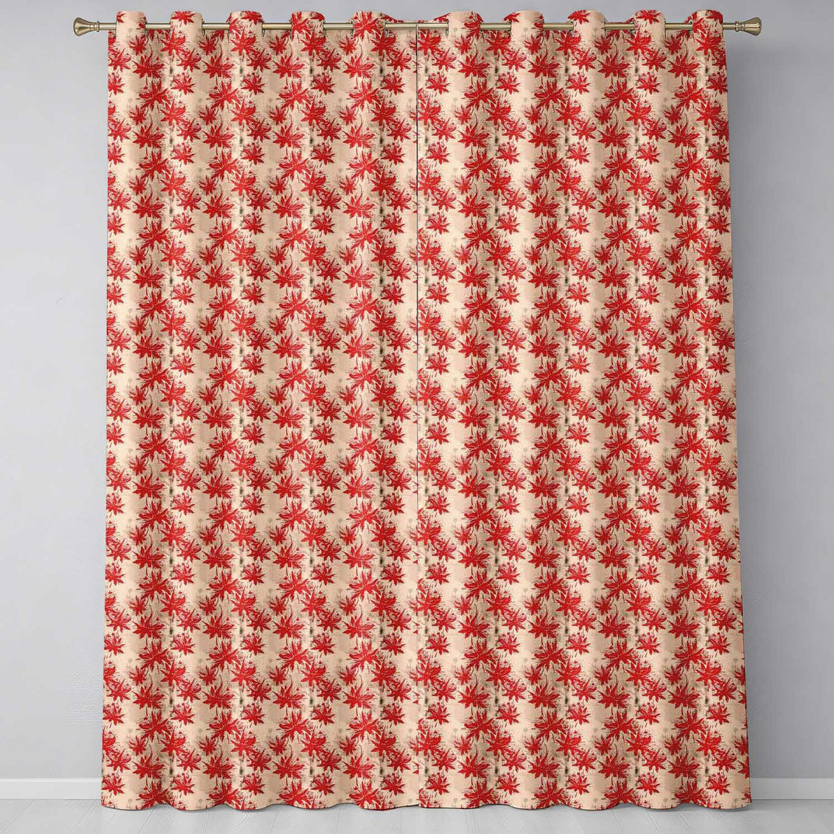 Grunge Red Floral Splash Abstract Seamless Pattern Readymade Eyelet Ring Top Thermal 100% Blackout Curtains