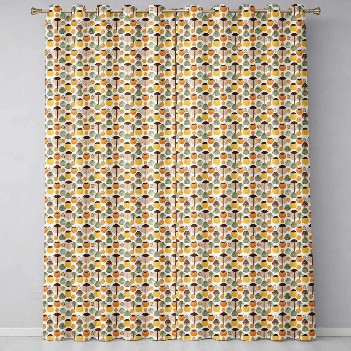 Palm Tree Coastal Beach Pattern Seamless Pattern Readymade Eyelet Ring Top Thermal 100% Blackout Curtains