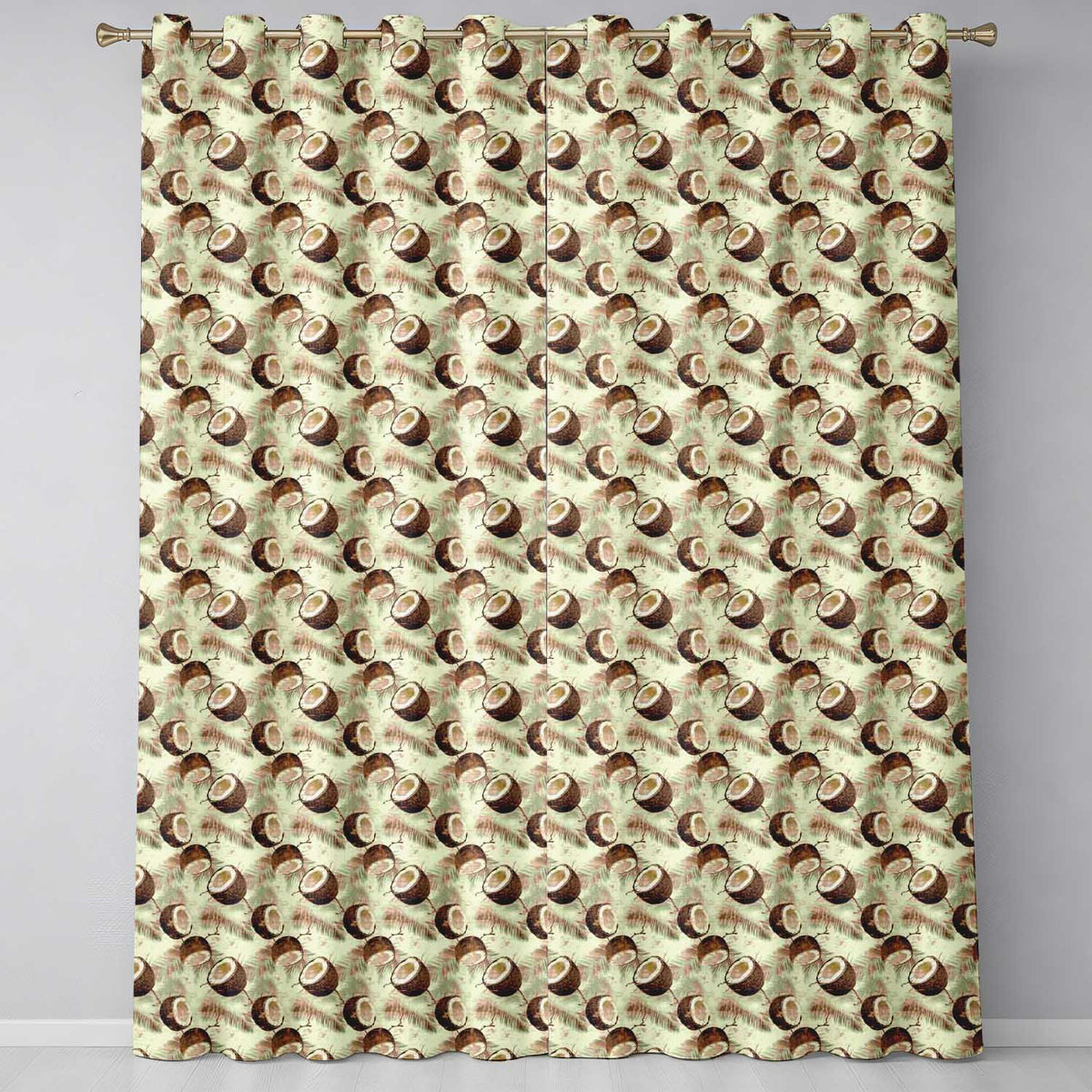 Coconut Palm Tropical Ocean Blue Seamless Pattern Readymade Eyelet Ring Top Thermal 100% Blackout Curtains