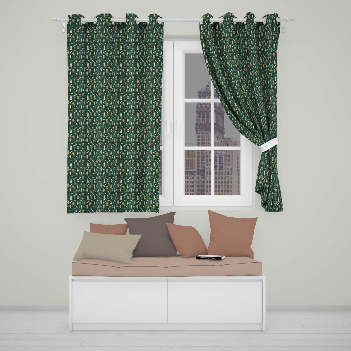 Vintage Children Floral Meadow Seamless Pattern Classic Storybook Style Readymade Eyelet Ring Top Thermal 100% Blackout Curtains
