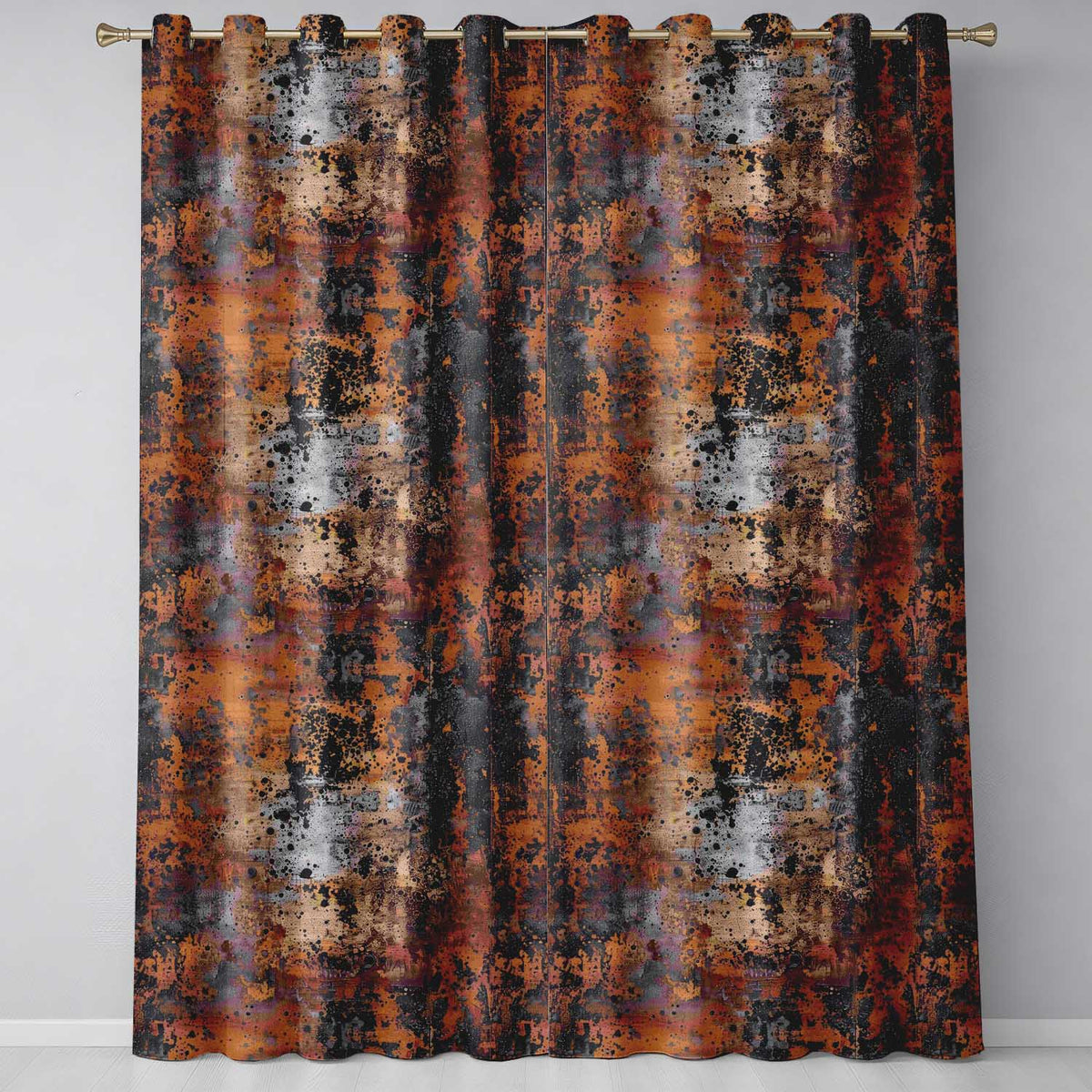 Abstract Rust and Paint Splatter Grunge Seamless Pattern Textured Design Readymade Eyelet Ring Top Thermal 100% Blackout Curtains