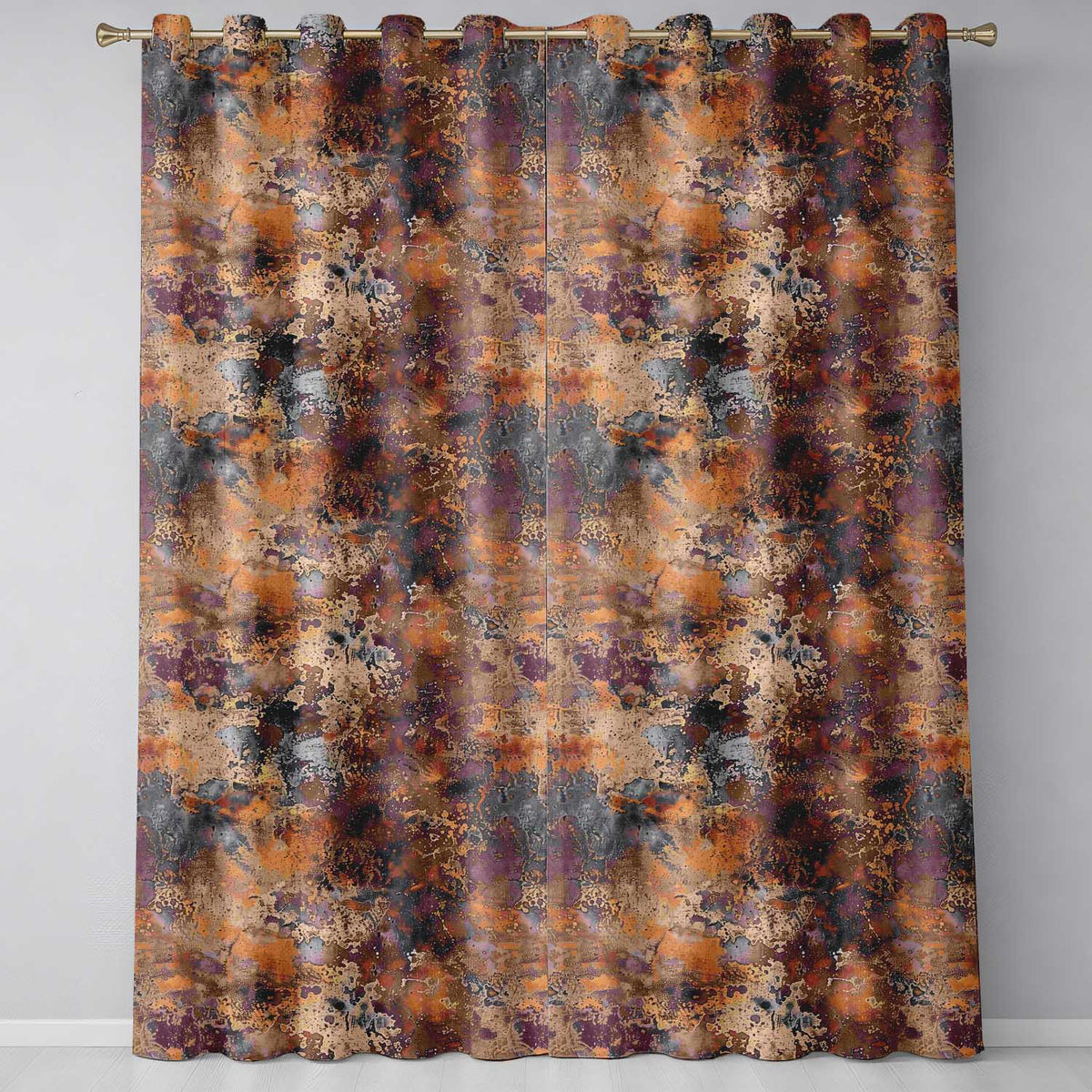 Abstract Rust and Oxidation Texture Seamless Pattern Metallic Grunge Art Readymade Eyelet Ring Top Thermal 100% Blackout Curtains