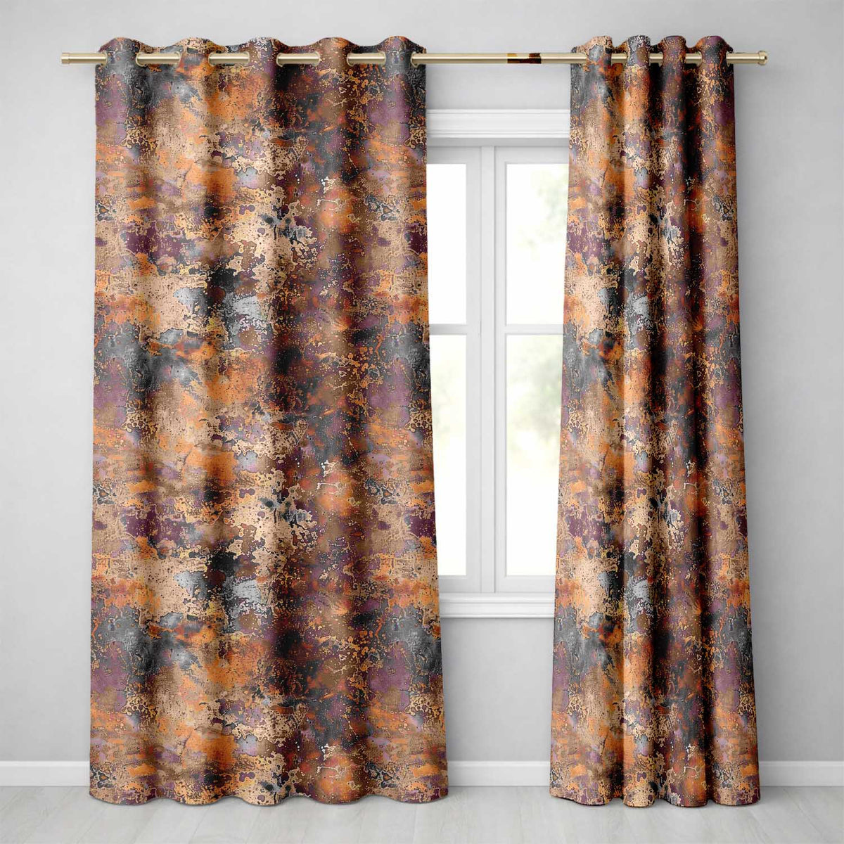 Abstract Rust and Oxidation Texture Seamless Pattern Metallic Grunge Art Readymade Eyelet Ring Top Thermal 100% Blackout Curtains