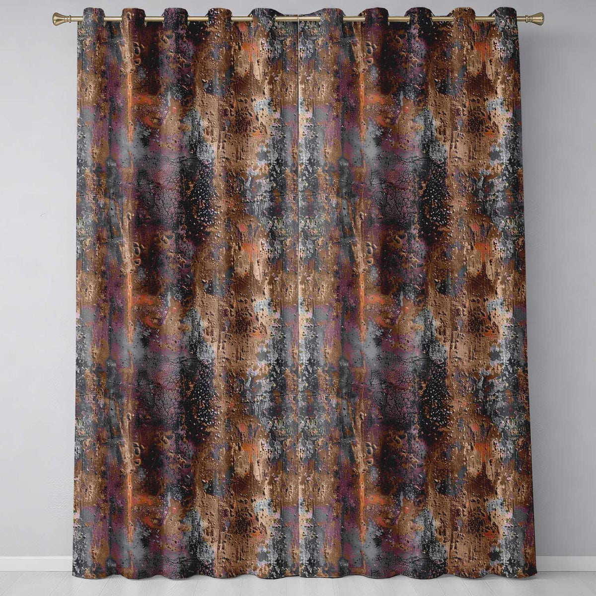 Distressed Rust Metal Surface Texture Dark Brown Grunge Seamless Pattern Readymade Eyelet Ring Top Thermal 100% Blackout Curtains