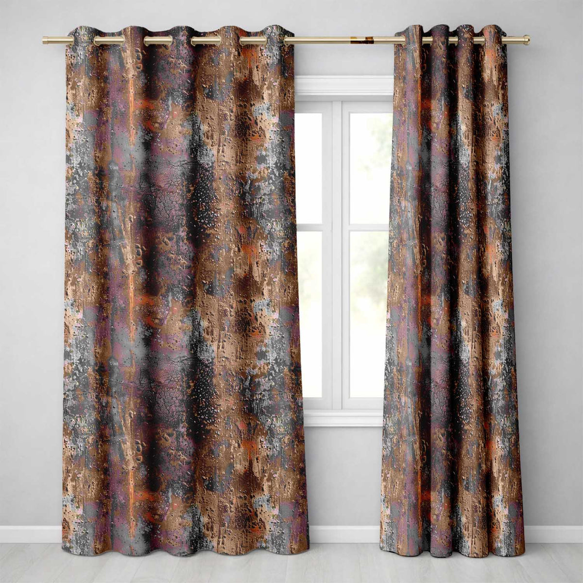 Distressed Rust Metal Surface Texture Dark Brown Grunge Seamless Pattern Readymade Eyelet Ring Top Thermal 100% Blackout Curtains