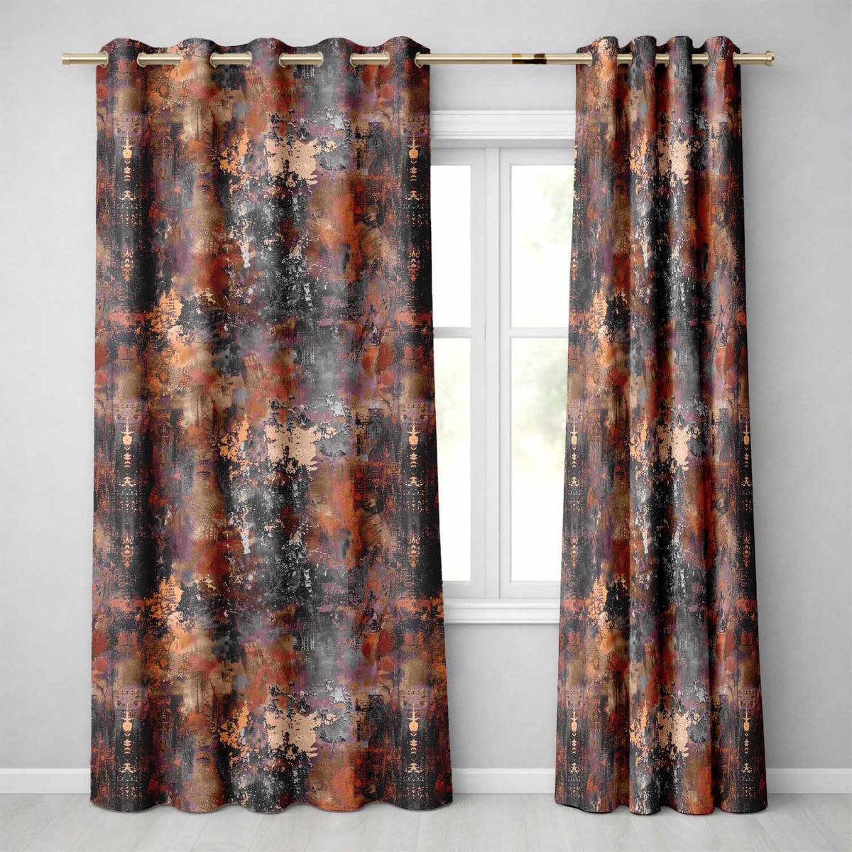 Burnt Orange Rust Abstract Texture Industrial Grunge Seamless Pattern Readymade Eyelet Ring Top Thermal 100% Blackout Curtains