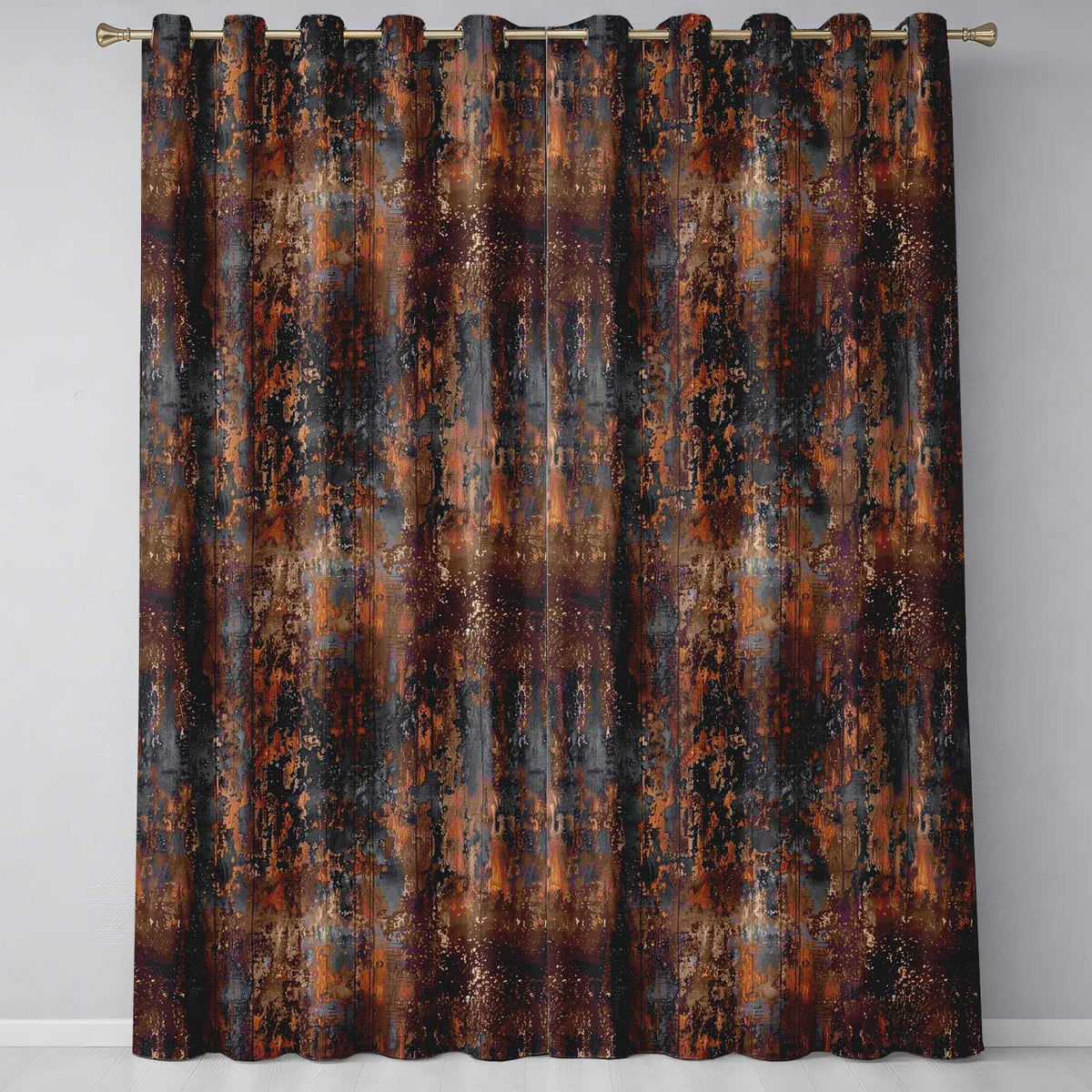 Rust and Gold Splatter Texture Dark Metallic Grunge Seamless Pattern Readymade Eyelet Ring Top Thermal 100% Blackout Curtains