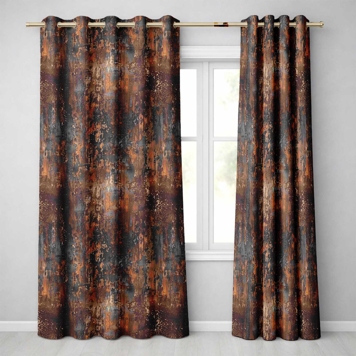 Rust and Gold Splatter Texture Dark Metallic Grunge Seamless Pattern Readymade Eyelet Ring Top Thermal 100% Blackout Curtains