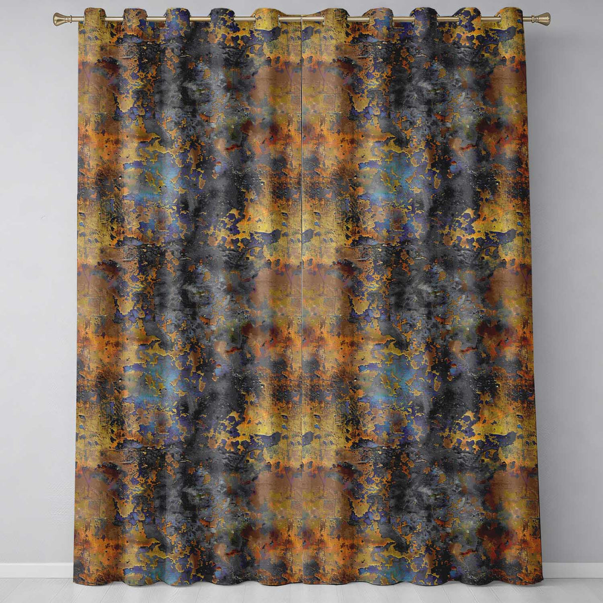 Vintage Industrial Rust Texture with Structural Elements Seamless Pattern Readymade Eyelet Ring Top Thermal 100% Blackout Curtains
