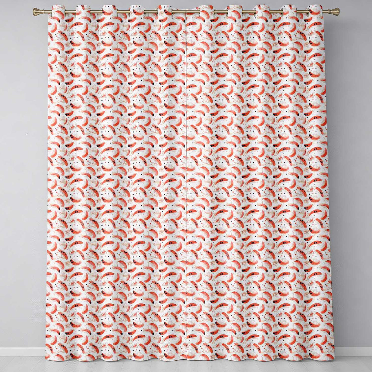 Minimal Coral Shrimp with Abstract Dots Seamless Pattern Readymade Eyelet Ring Top Thermal 100% Blackout Curtains