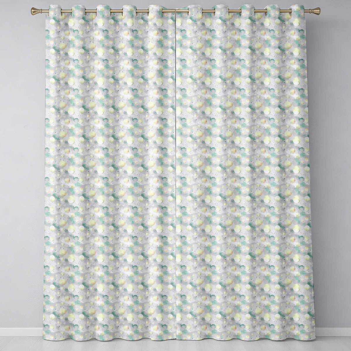 Soft Beige Moon and Cloud Watercolor Seamless Pattern Readymade Eyelet Ring Top Thermal 100% Blackout Curtains