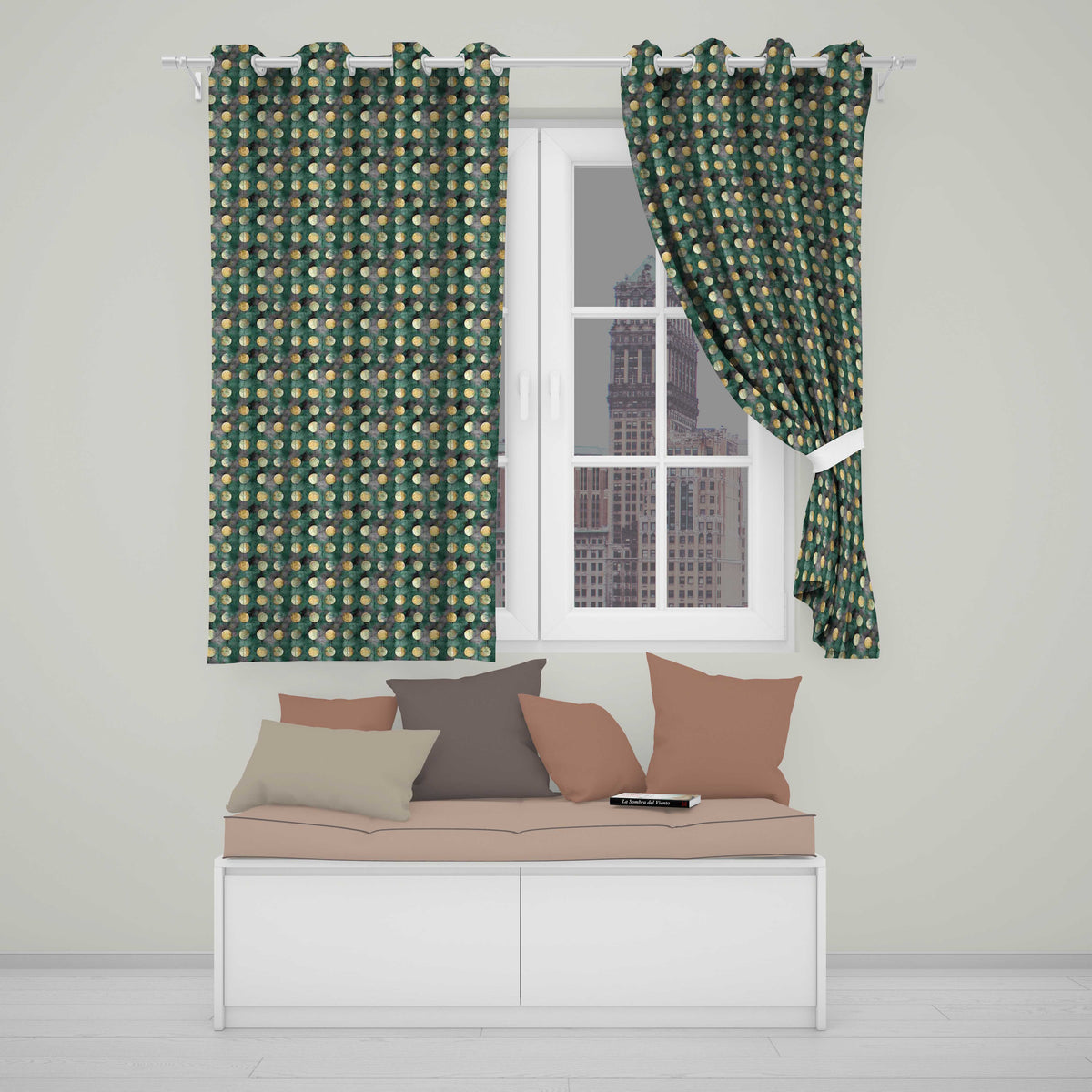Rustic Gold Circle Galaxy Texture Seamless Pattern Readymade Eyelet Ring Top Thermal 100% Blackout Curtains