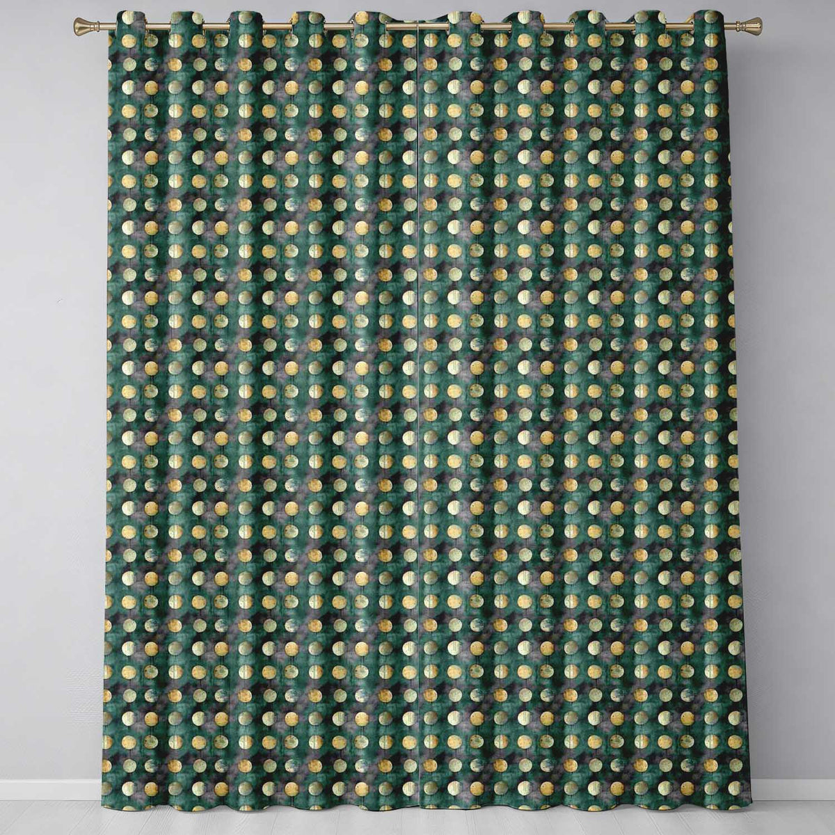 Rustic Gold Circle Galaxy Texture Seamless Pattern Readymade Eyelet Ring Top Thermal 100% Blackout Curtains