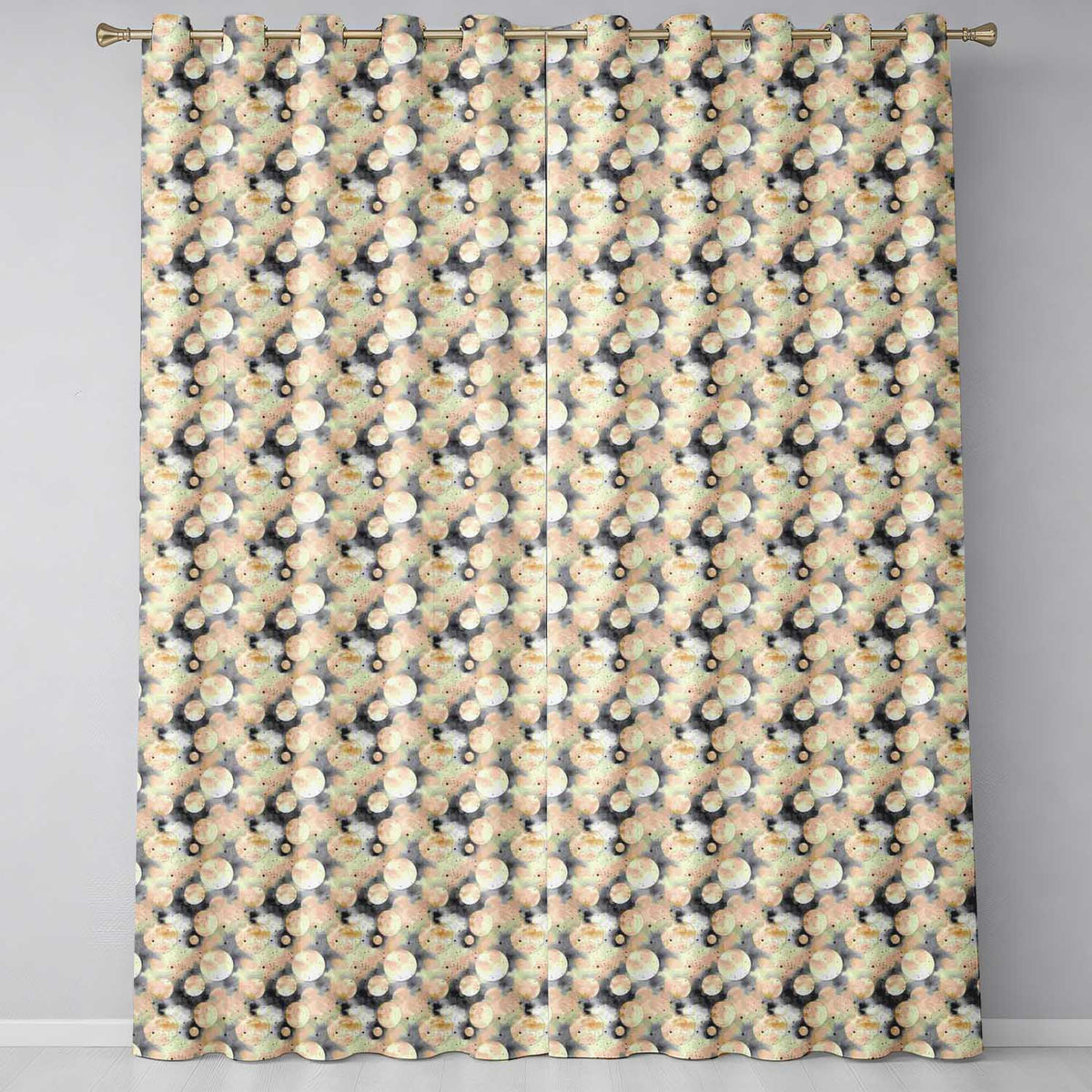 Neutral Beige Celestial Moon and Stars Seamless Pattern Readymade Eyelet Ring Top Thermal 100% Blackout Curtains