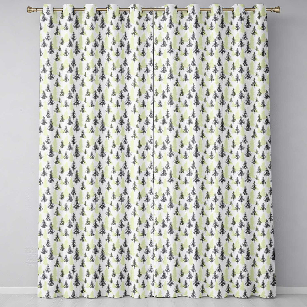 Minimal Pine Trees Beige Shadow Background Seamless Pattern Readymade Eyelet Ring Top Thermal 100% Blackout Curtains
