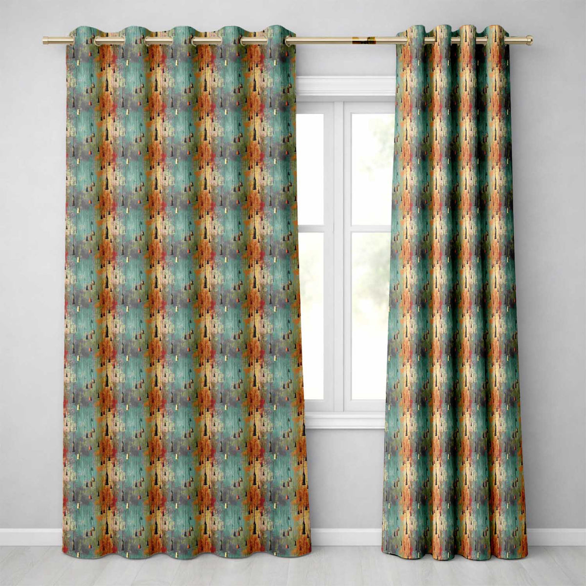 Vintage Hanging Lanterns and Flowers Soft Stripe Seamless Pattern Readymade Eyelet Ring Top Thermal 100% Blackout Curtains