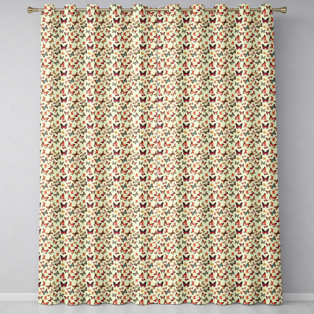 Colorful Butterfly Collection Mixed Styles Seamless Pattern Readymade Eyelet Ring Top Thermal 100% Blackout Curtains