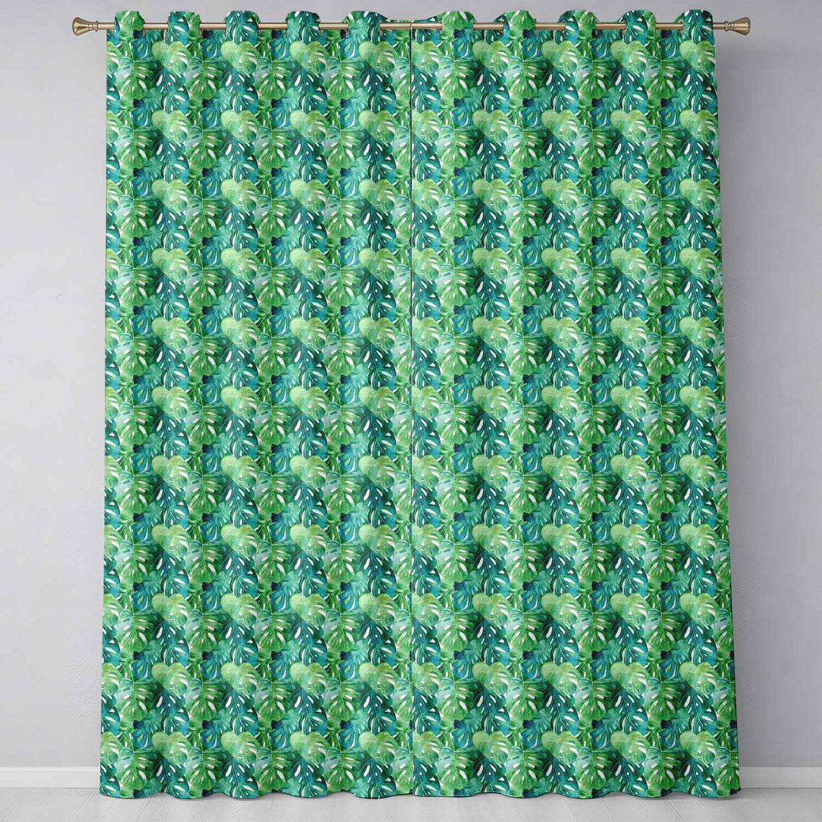 Pastel Tropical Monstera Leaves in Soft Pink and Green Seamless Pattern Readymade Eyelet Ring Top Thermal 100% Blackout Curtains