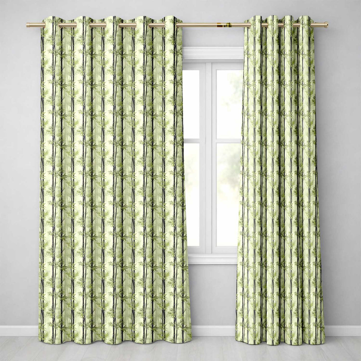 Minimal Bamboo Forest Silhouette in Soft Neutral Tones Seamless Pattern Readymade Eyelet Ring Top Thermal 100% Blackout Curtains