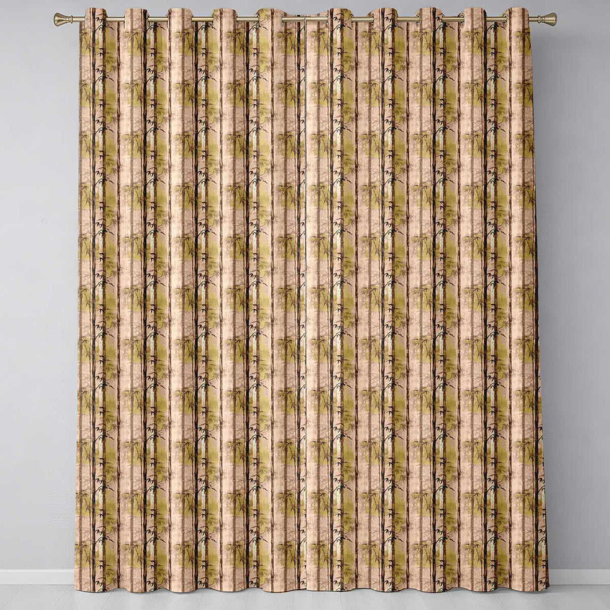 Vintage Sepia Bamboo Forest with Textured Background Seamless Pattern Readymade Eyelet Ring Top Thermal 100% Blackout Curtains
