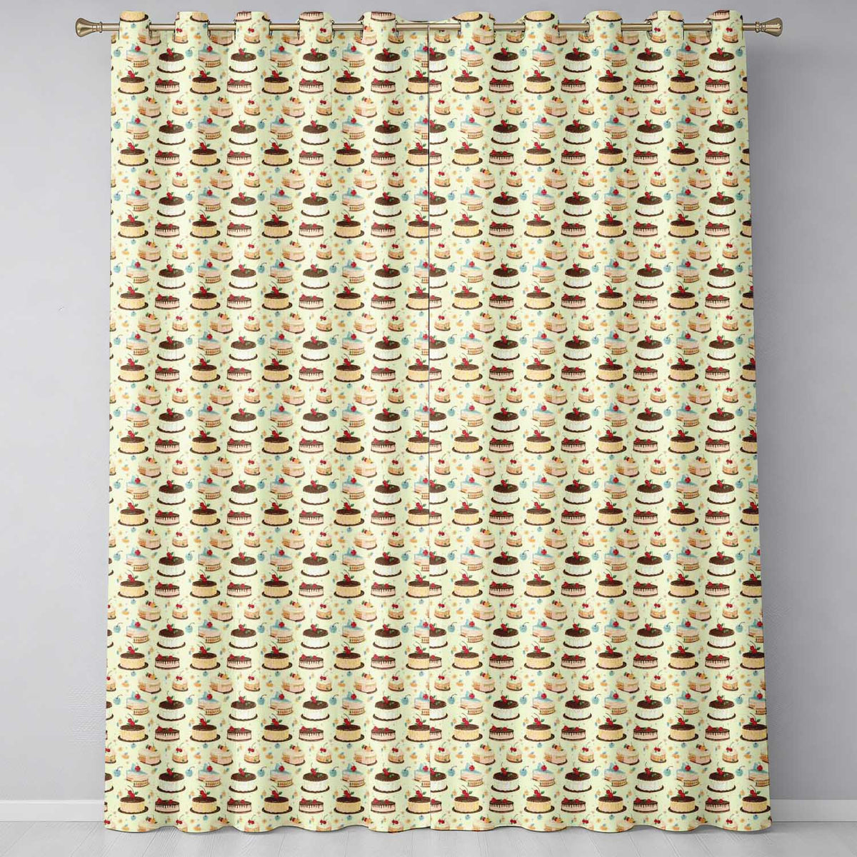 Cute Chocolate Vanilla Cake Mix Dessert Seamless Pattern Readymade Eyelet Ring Top Thermal 100% Blackout Curtains