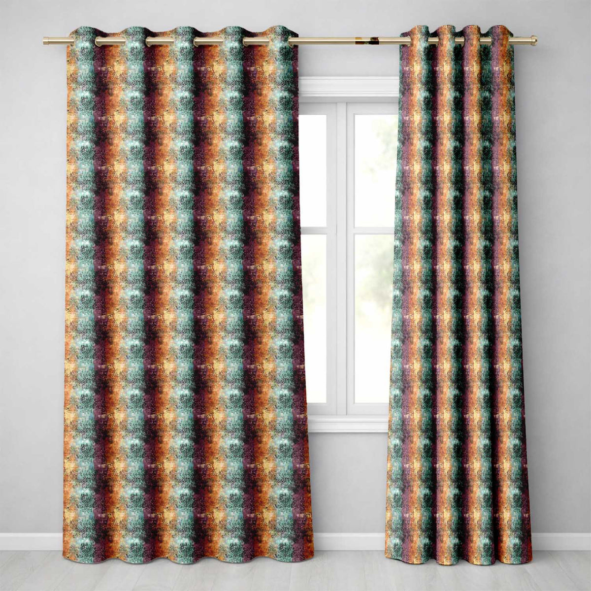 Abstract Grunge Patchwork Texture Seamless Pattern Readymade Eyelet Ring Top Thermal 100% Blackout Curtains