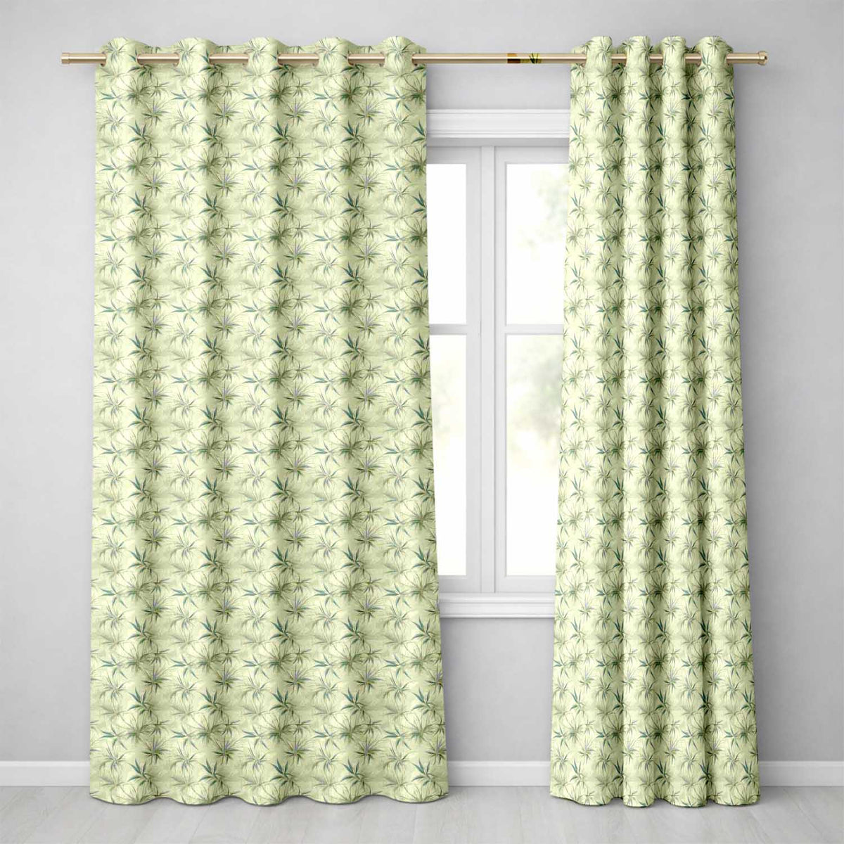 Vintage Potted Houseplants Rustic Wall Seamless Pattern Readymade Eyelet Ring Top Thermal 100% Blackout Curtains