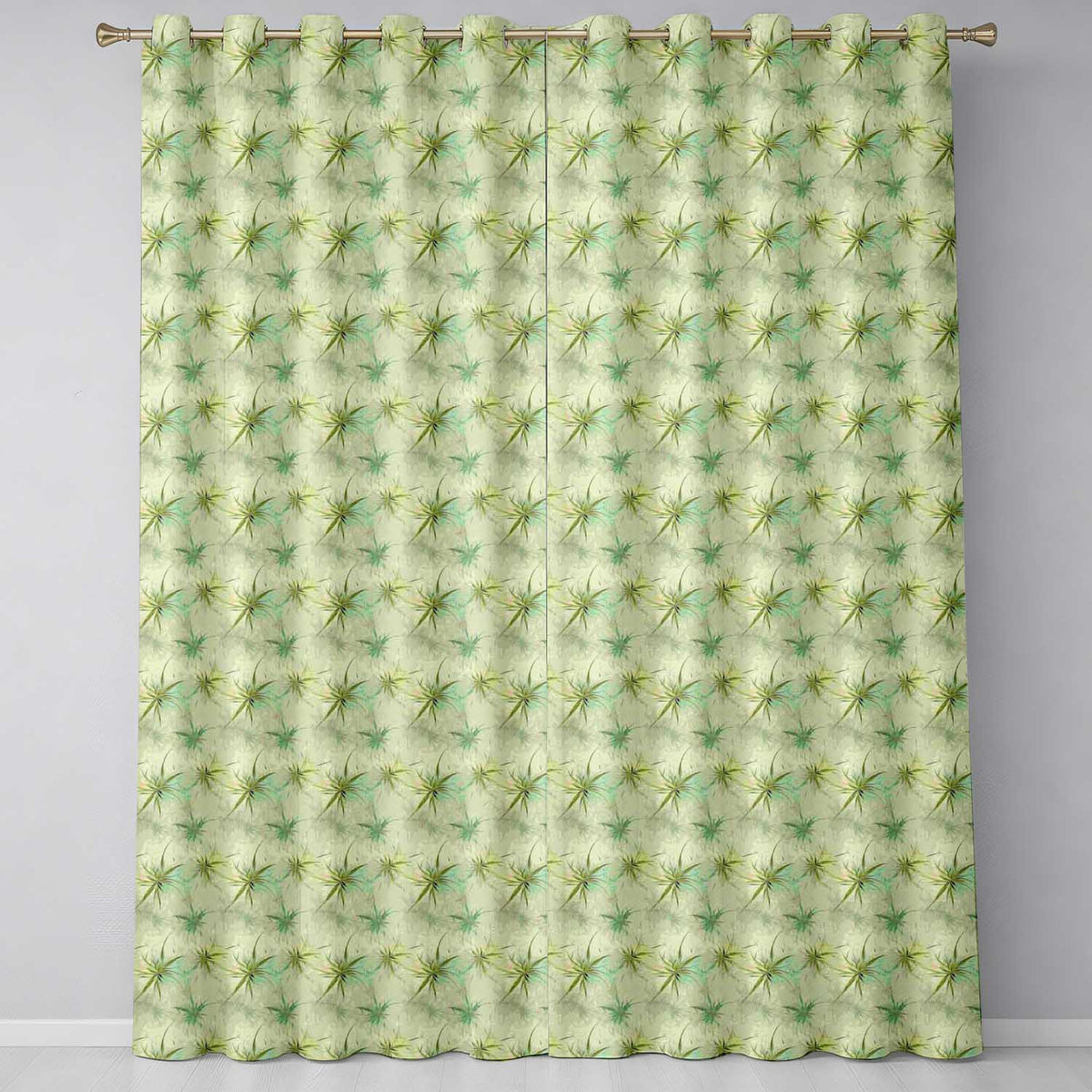 Abstract Botanical Air Plant Texture Seamless Pattern Readymade Eyelet Ring Top Thermal 100% Blackout Curtains