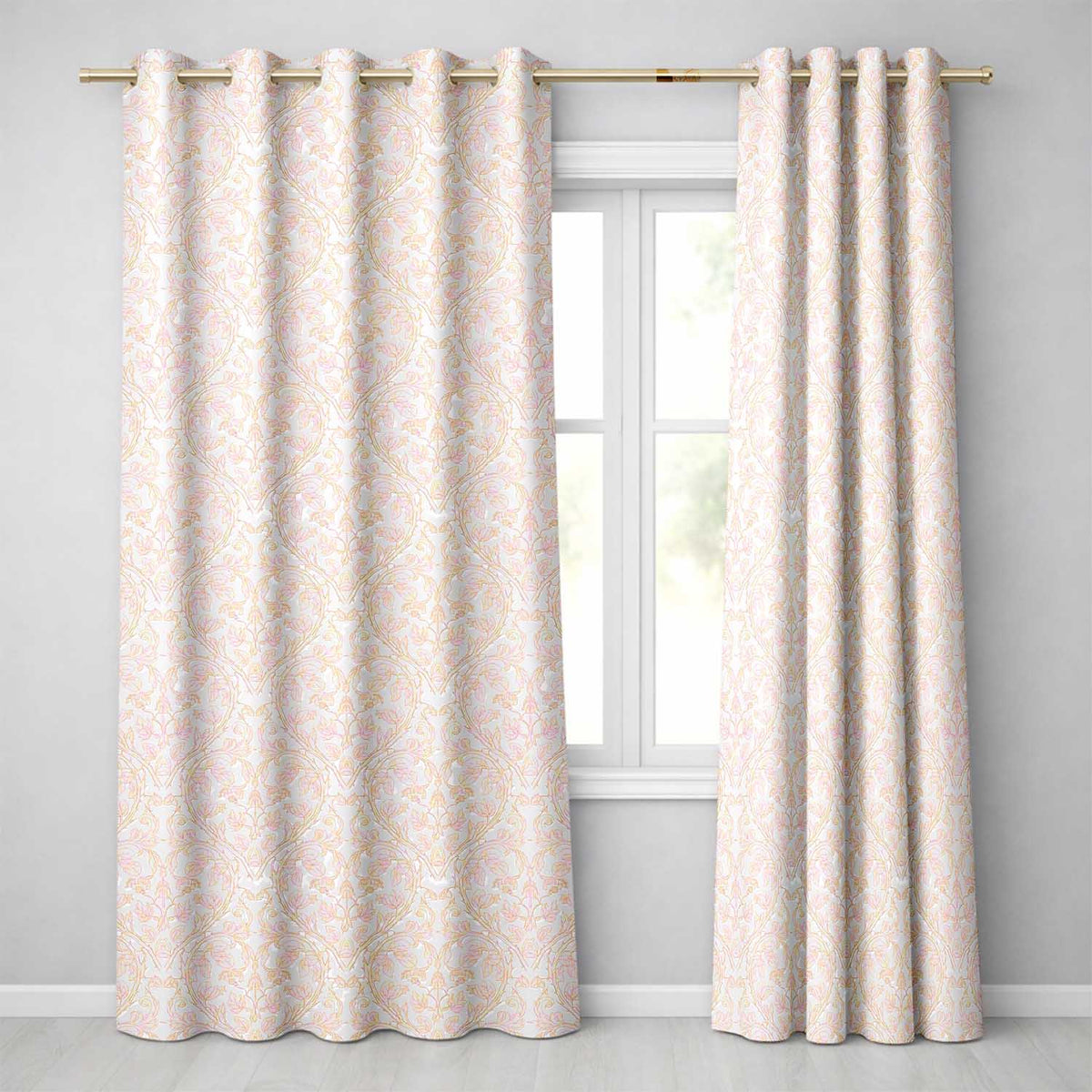 Soft Vintage Floral Vine Botanical Seamless Pattern Readymade Eyelet Ring Top Thermal 100% Blackout Curtains