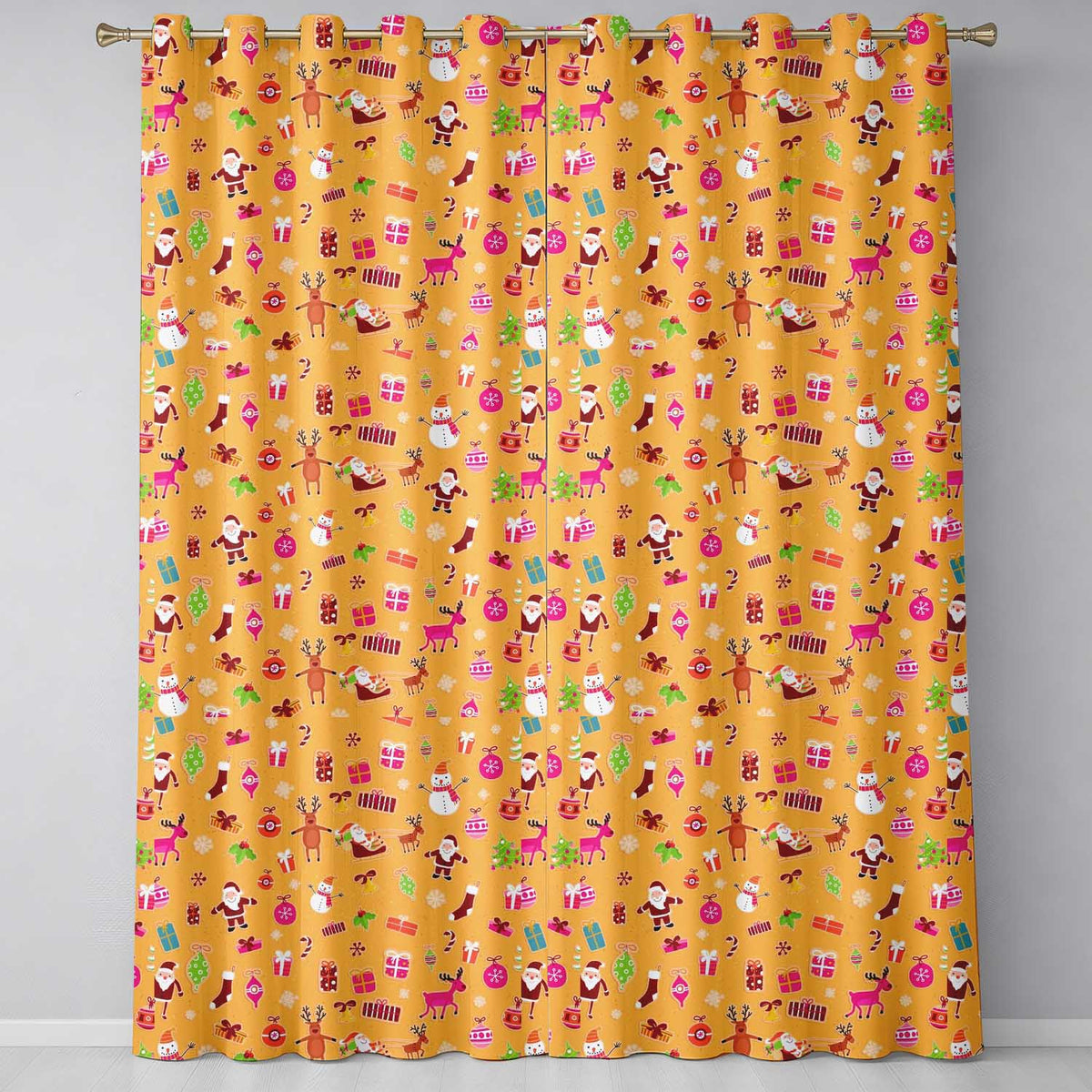 Pink Christmas Cookies Mug Candy Cane Star Sweets Festive Seamless Pattern Readymade Eyelet Ring Top Thermal 100% Blackout Curtains