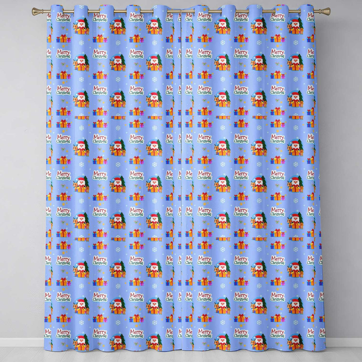Cute Santa Reindeer Gingerbread Merry Christmas Gifts Seamless Pattern Readymade Eyelet Ring Top Thermal 100% Blackout Curtains