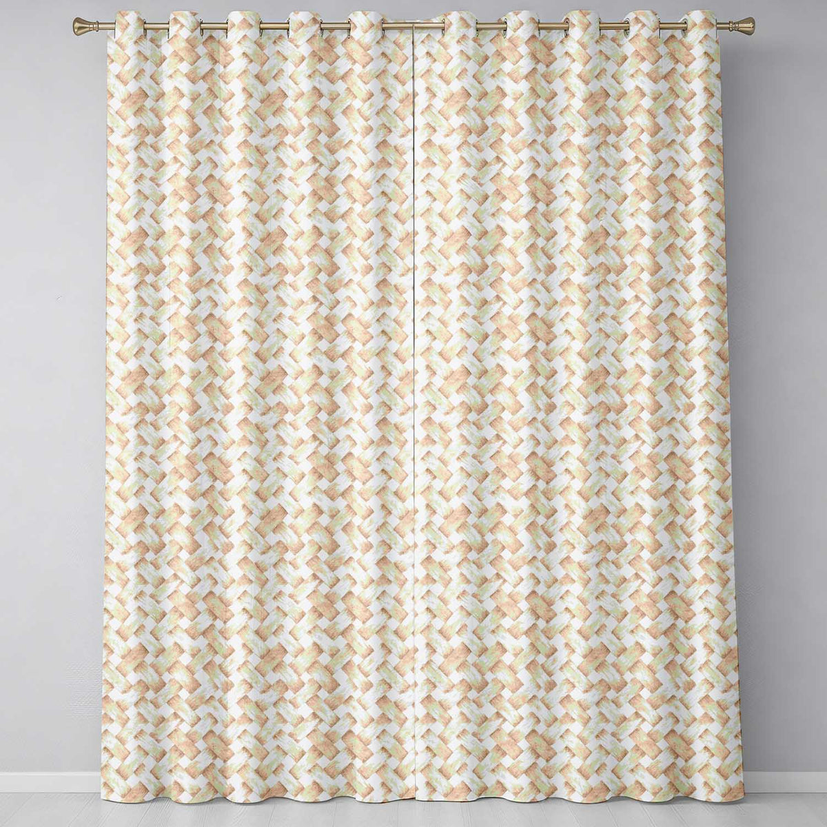 Woven Basket Texture Pattern in Warm Neutral Tones Seamless Rustic Design Readymade Eyelet Ring Top Thermal 100% Blackout Curtains