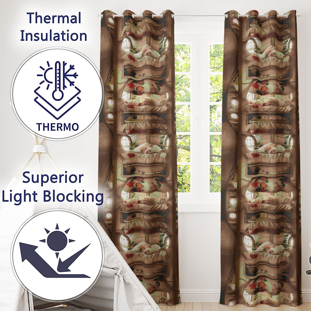 Luxury Capsule Bed Pods with Floral Bedding and Soft Lighting Design Readymade Eyelet Ring Top Thermal 100% Blackout Curtains